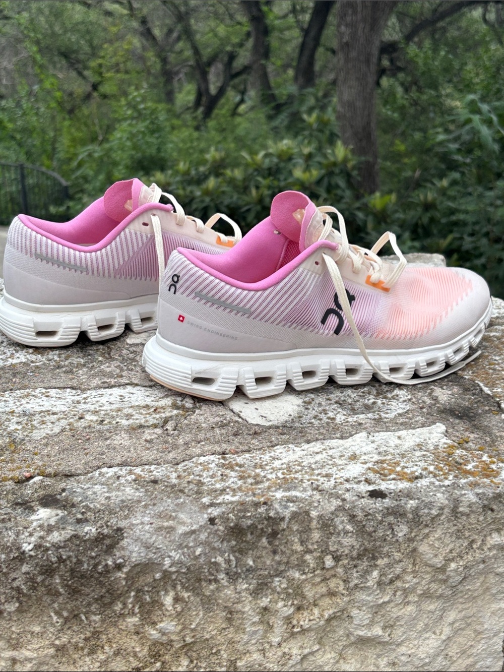 Women's On Running Cloud 6 Push Pink/Orange Cloud OC Sneakers - Picture 7 of 9